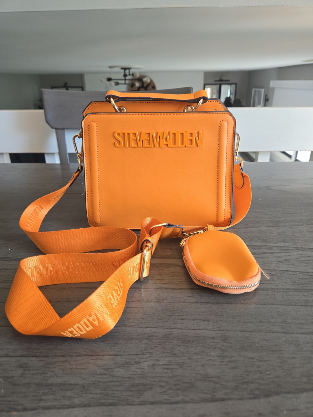 Steve Madden Orange Boxy Crossbody with Detachable Coin Pouch